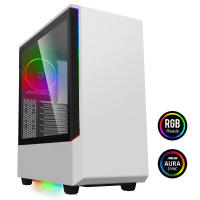 Panda T802 White ( ATX MB / 2x Front USB 3.0 / Full Side Temper Glass / RGB 5V Syn all MB/ Included 1Fan RGB )
